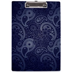 Blue Paisley Texture, Blue Paisley Ornament A4 Acrylic Clipboard by nateshop