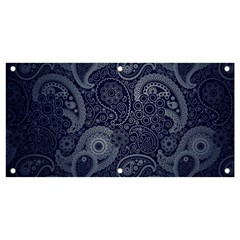 Blue Paisley Texture, Blue Paisley Ornament Banner And Sign 4  X 2 