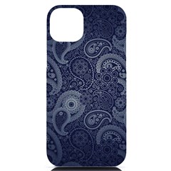 Blue Paisley Texture, Blue Paisley Ornament Iphone 14 Plus Black Uv Print Case by nateshop