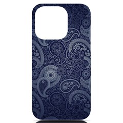 Blue Paisley Texture, Blue Paisley Ornament Iphone 14 Pro Black Uv Print Case by nateshop