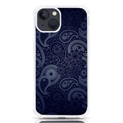 Blue Paisley Texture, Blue Paisley Ornament Iphone 13 Tpu Uv Print Case by nateshop