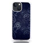 Blue Paisley Texture, Blue Paisley Ornament iPhone 13 mini TPU UV Print Case Front