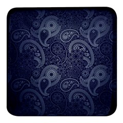 Blue Paisley Texture, Blue Paisley Ornament Square Glass Fridge Magnet (4 Pack) by nateshop