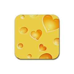 Cheese Texture, Macro, Food Textures, Slices Of Cheese Rubber Coaster (square) by nateshop