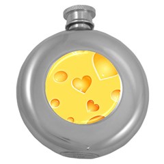 Cheese Texture, Macro, Food Textures, Slices Of Cheese Round Hip Flask (5 Oz) by nateshop