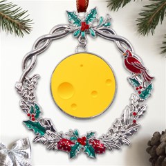 Cheese Texture, Yellow Backgronds, Food Textures, Slices Of Cheese Metal X mas Wreath Holly Leaf Ornament by nateshop