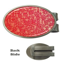 Chinese Hieroglyphs Patterns, Chinese Ornaments, Red Chinese Money Clips (oval)  by nateshop