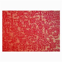 Chinese Hieroglyphs Patterns, Chinese Ornaments, Red Chinese Large Glasses Cloth (2 Sides) by nateshop