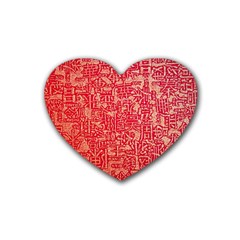 Chinese Hieroglyphs Patterns, Chinese Ornaments, Red Chinese Rubber Coaster (heart) by nateshop