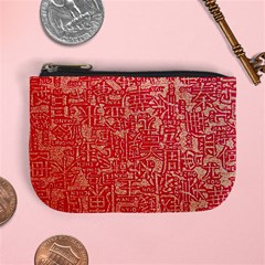 Chinese Hieroglyphs Patterns, Chinese Ornaments, Red Chinese Mini Coin Purse by nateshop