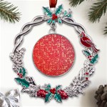 Chinese Hieroglyphs Patterns, Chinese Ornaments, Red Chinese Metal X mas Wreath Holly leaf Ornament Front