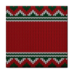 Christmas Pattern, Fabric Texture, Knitted Red Background Tile Coaster by nateshop