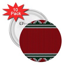 Christmas Pattern, Fabric Texture, Knitted Red Background 2 25  Buttons (10 Pack)  by nateshop