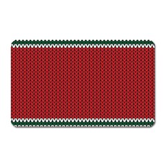 Christmas Pattern, Fabric Texture, Knitted Red Background Magnet (rectangular) by nateshop