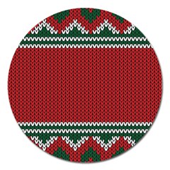 Christmas Pattern, Fabric Texture, Knitted Red Background Magnet 5  (round) by nateshop