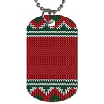 Christmas Pattern, Fabric Texture, Knitted Red Background Dog Tag (Two Sides) Front