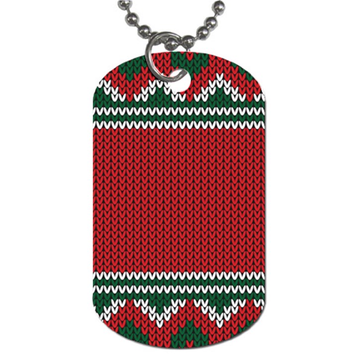 Christmas Pattern, Fabric Texture, Knitted Red Background Dog Tag (Two Sides)