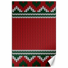 Christmas Pattern, Fabric Texture, Knitted Red Background Canvas 24  X 36  by nateshop