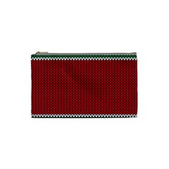 Christmas Pattern, Fabric Texture, Knitted Red Background Cosmetic Bag (small) by nateshop