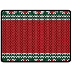 Christmas Pattern, Fabric Texture, Knitted Red Background Fleece Blanket (large) by nateshop