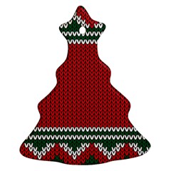 Christmas Pattern, Fabric Texture, Knitted Red Background Christmas Tree Ornament (two Sides) by nateshop