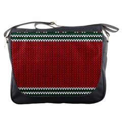 Christmas Pattern, Fabric Texture, Knitted Red Background Messenger Bag by nateshop