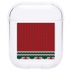 Christmas Pattern, Fabric Texture, Knitted Red Background Hard Pc Airpods 1/2 Case by nateshop