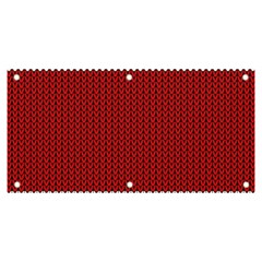 Christmas Pattern, Fabric Texture, Knitted Red Background Banner And Sign 6  X 3  by nateshop