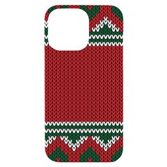 Christmas Pattern, Fabric Texture, Knitted Red Background Iphone 14 Pro Max Black Uv Print Case by nateshop