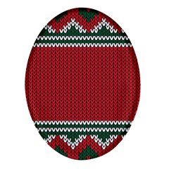 Christmas Pattern, Fabric Texture, Knitted Red Background Oval Glass Fridge Magnet (4 Pack) by nateshop