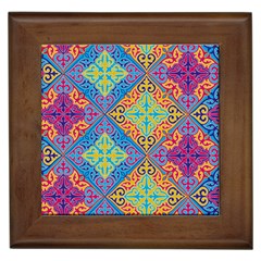 Colorful Floral Ornament, Floral Patterns Framed Tile