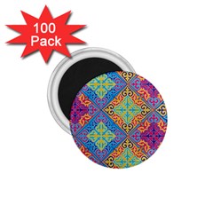 Colorful Floral Ornament, Floral Patterns 1 75  Magnets (100 Pack)  by nateshop