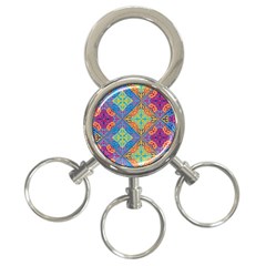 Colorful Floral Ornament, Floral Patterns 3-ring Key Chain by nateshop