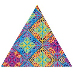 Colorful Floral Ornament, Floral Patterns Wooden Puzzle Triangle by nateshop