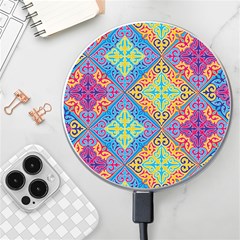 Colorful Floral Ornament, Floral Patterns Wireless Fast Charger(white) by nateshop