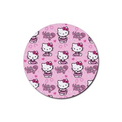 Cute Hello Kitty Collage, Cute Hello Kitty Rubber Round Coaster (4 Pack) by nateshop