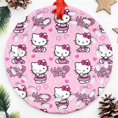 Cute Hello Kitty Collage, Cute Hello Kitty Round Filigree Ornament (two Sides) by nateshop