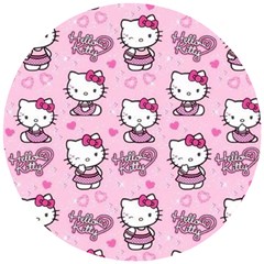 Cute Hello Kitty Collage, Cute Hello Kitty Wooden Puzzle Round by nateshop