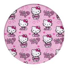 Cute Hello Kitty Collage, Cute Hello Kitty Round Glass Fridge Magnet (4 Pack) by nateshop