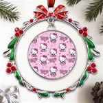 Cute Hello Kitty Collage, Cute Hello Kitty Metal X mas Wreath Ribbon Ornament Front