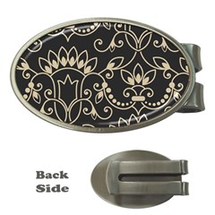 Decorative Ornament Texture, Retro Floral Texture, Vintage Texture, Gray Money Clips (oval)  by nateshop