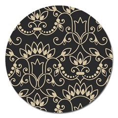 Decorative Ornament Texture, Retro Floral Texture, Vintage Texture, Gray Magnet 5  (round) by nateshop