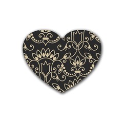 Decorative Ornament Texture, Retro Floral Texture, Vintage Texture, Gray Rubber Coaster (heart) by nateshop