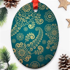 European Pattern, Blue, Desenho, Retro, Style Ornament (oval) by nateshop