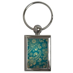 European Pattern, Blue, Desenho, Retro, Style Key Chain (rectangle) by nateshop