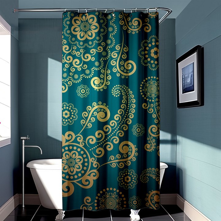 European Pattern, Blue, Desenho, Retro, Style Shower Curtain 36  x 72  (Stall) 