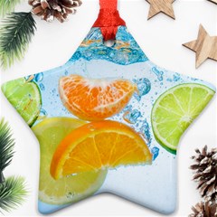 Fruits, Fruit, Lemon, Lime, Mandarin, Water, Orange Ornament (star) by nateshop