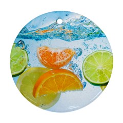 Fruits, Fruit, Lemon, Lime, Mandarin, Water, Orange Ornament (round) by nateshop