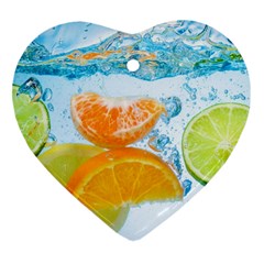 Fruits, Fruit, Lemon, Lime, Mandarin, Water, Orange Ornament (heart) by nateshop