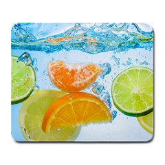 Fruits, Fruit, Lemon, Lime, Mandarin, Water, Orange Large Mousepad by nateshop